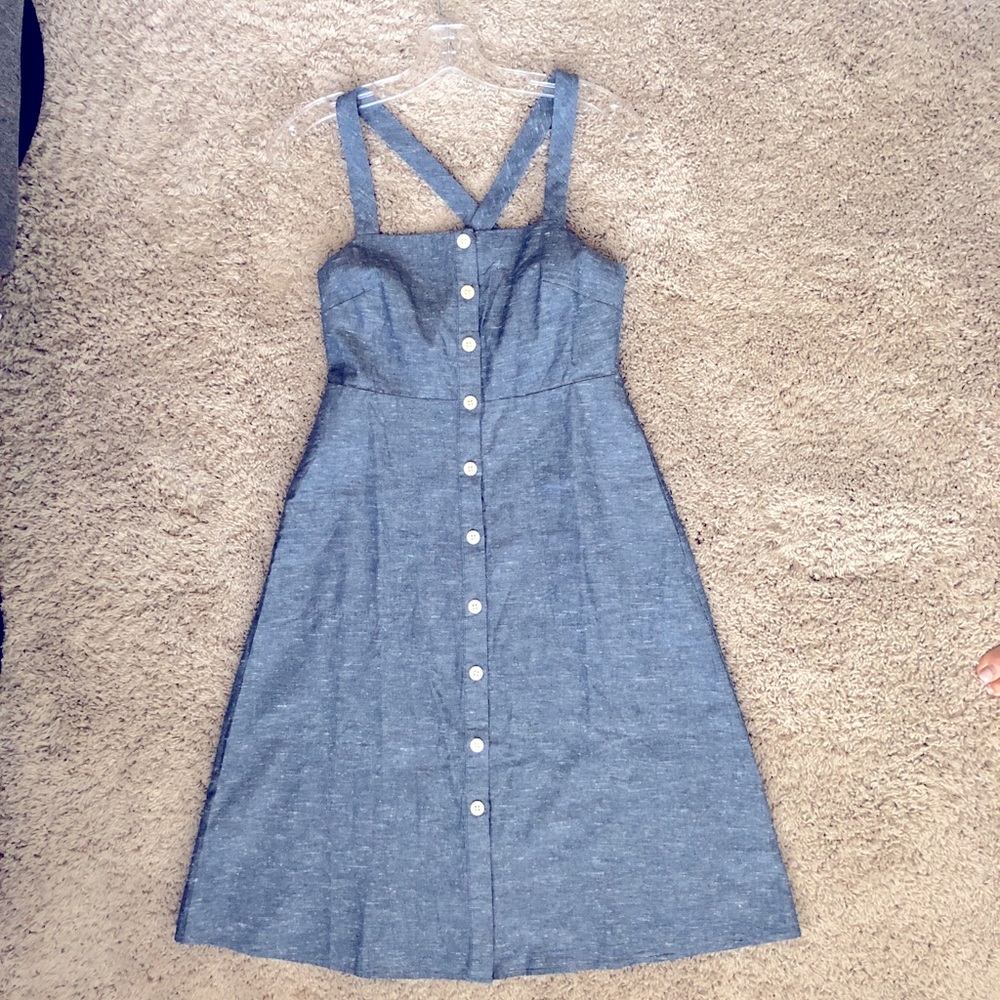 Chambray Tank Button-Front Midi Dress NWT